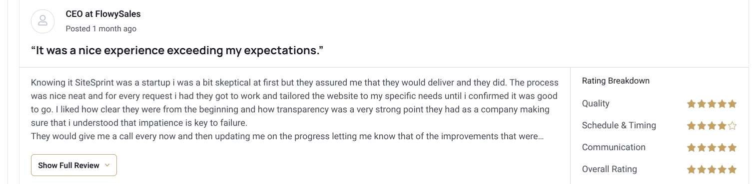 Customer review screenshot